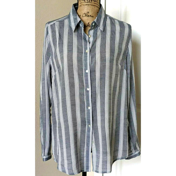 Fred David Blouse Long Sleeve Button-Down Collared - Picture 1 of 10